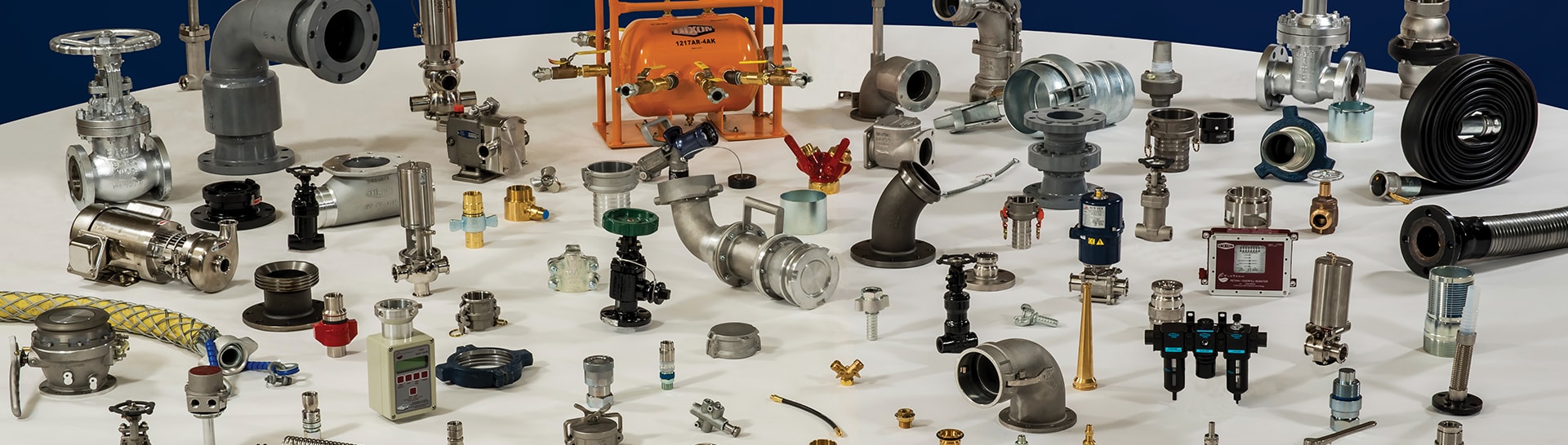 This is an image of a wide array of industrial couplings