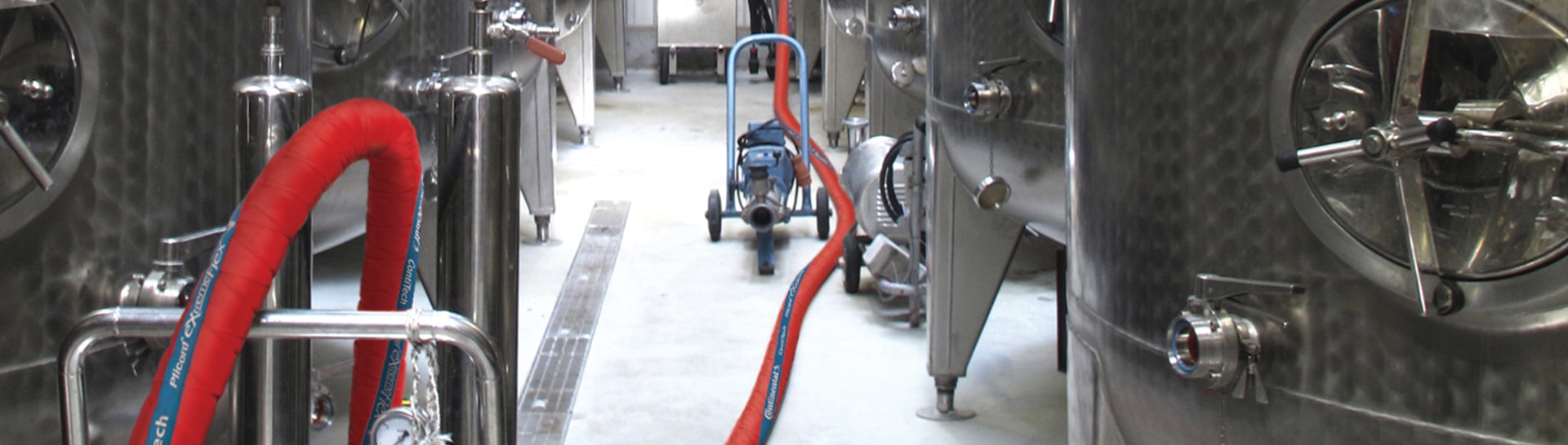 This is an image of a long hose connecting vats